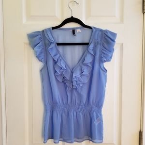 Ruffled sheer blue top by Divided by H&M